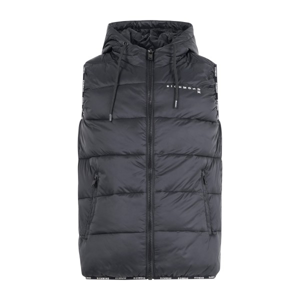 Richmond X - Gilet nero Berom con cappuccio e bordi logati per uomo |