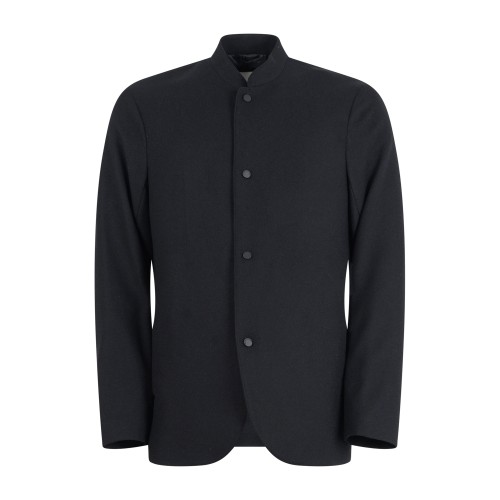 Armani Exchange - Giacca nera monopetto in lana con collo coreano per uomo |