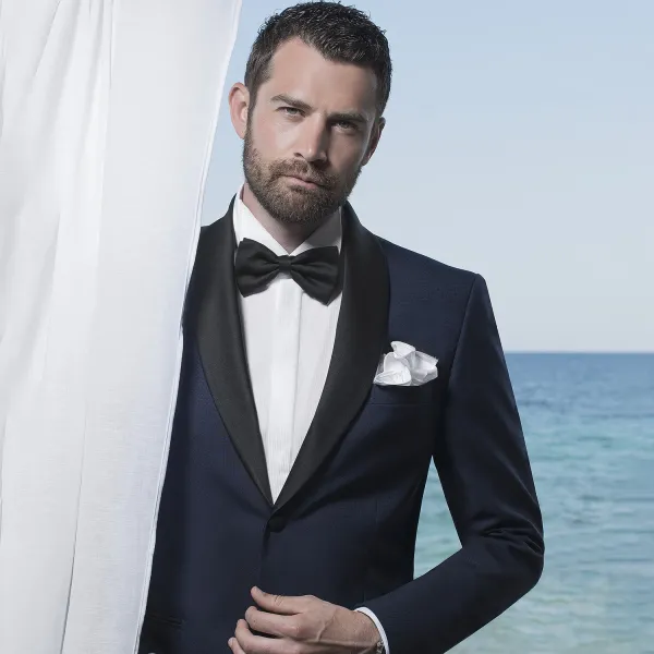 Angelo Toma - Abito smoking rever sciallato blu per uomo | 