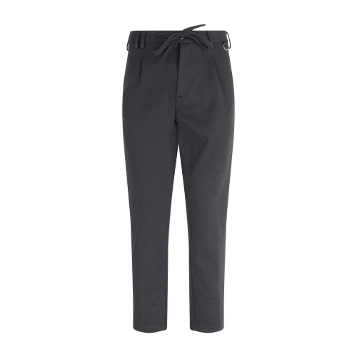 Officina36 - Pantalone nero con pence e coulisse in vita carrot fit per uomo |