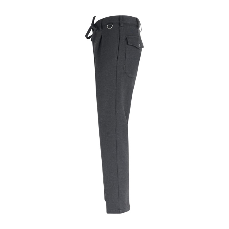 Officina36 - Pantalone nero con pence e coulisse in vita carrot fit per uomo |