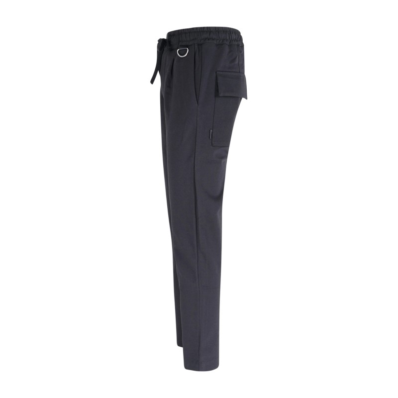 Officina36 - Pantalone nero con elastico in vita e laccetti carrot fit per uomo