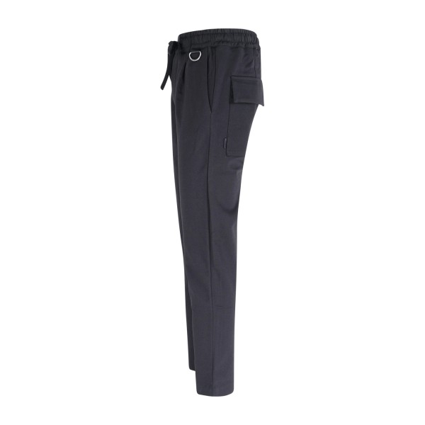 Officina36 - Pantalone nero con elastico in vita e laccetti carrot fit per uomo