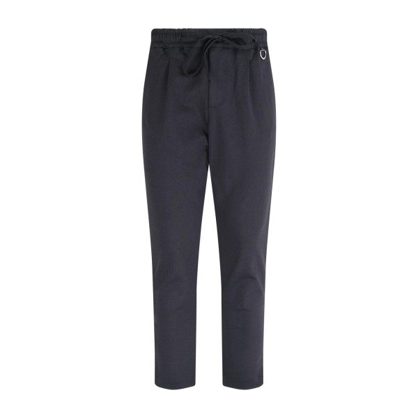 Officina36 - Pantalone nero con elastico in vita e laccetti carrot fit per uomo