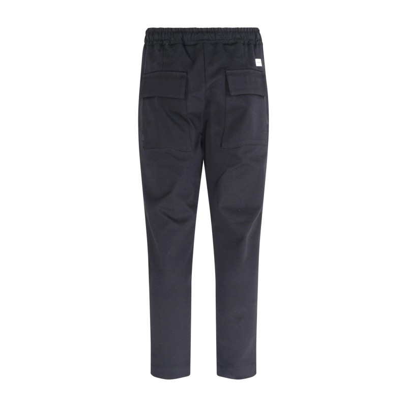 Officina36 - Pantalone nero con elastico in vita e laccetti carrot fit per uomo