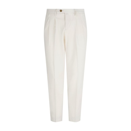 Barbati - Pantalone bianco Oliver tasca a filo con doppia pence per uomo |