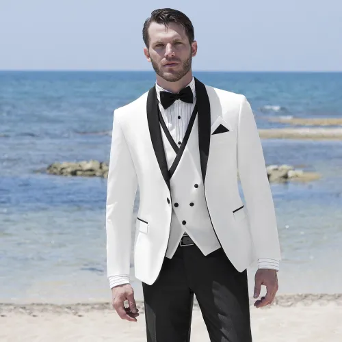 Angelo Toma - Abito smoking rever sciallato bianco per uomo | 