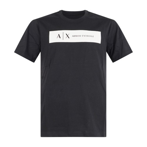 Armani Exchange - T-shirt nero con logo a box sul petto per uomo | xm001425