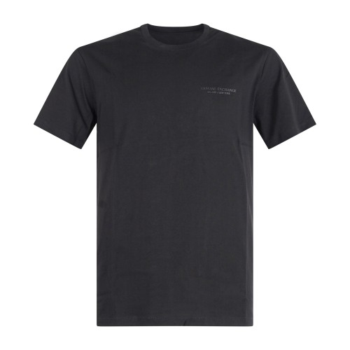 Armani Exchange - T-shirt nera in jersey di cotone con logo sul petto per uomo