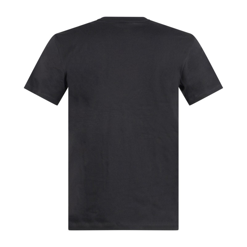 Armani Exchange - T-shirt nera in jersey di cotone con logo sul petto per uomo