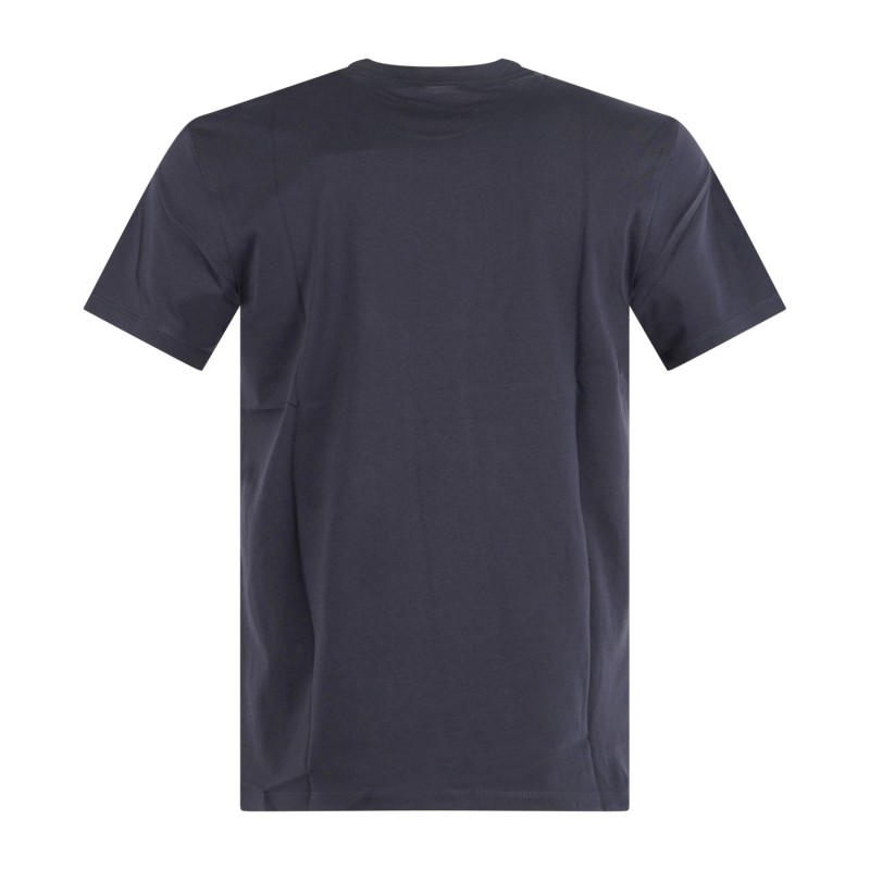 Armani Exchange - T-shirt blu in jersey di cotone con logo sul petto per uomo |