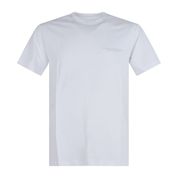 Armani Exchange - T-shirt bianca in jersey di cotone con logo sul petto per