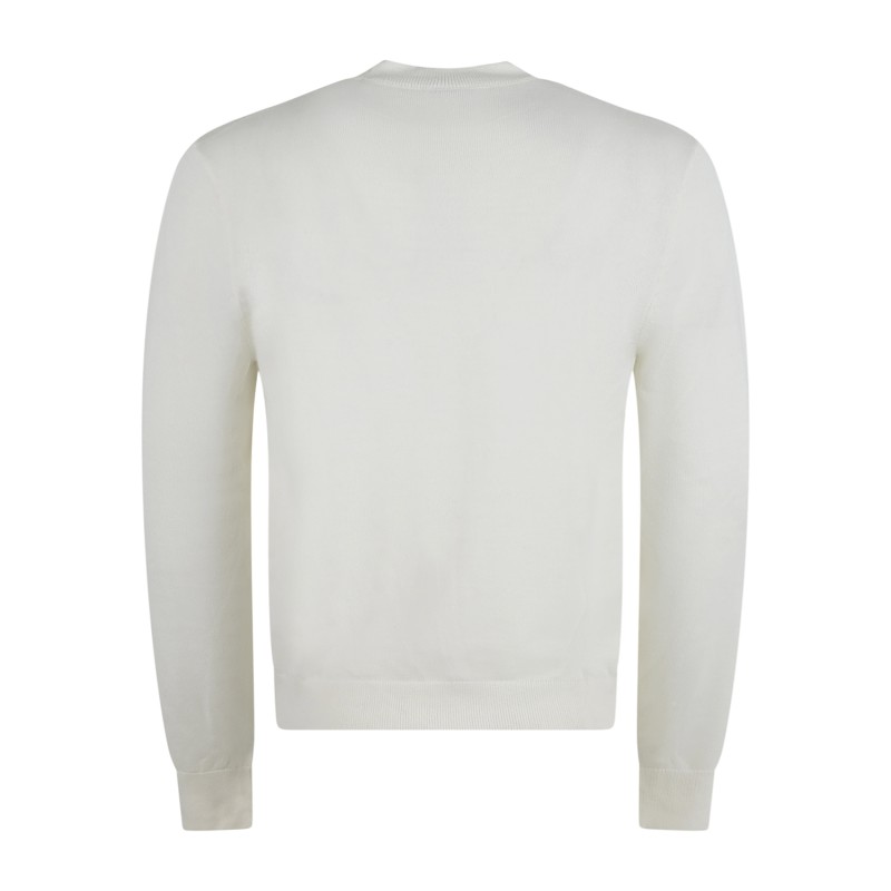 Armani Exchange - Maglione bianco girocolloin in un mix di filati con patch