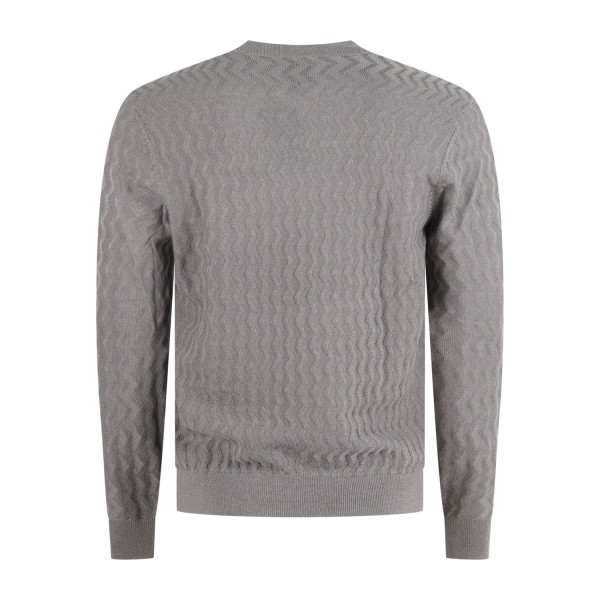 Armani Exchange - Maglione beige girocollo con lavorazione a texture ondulata