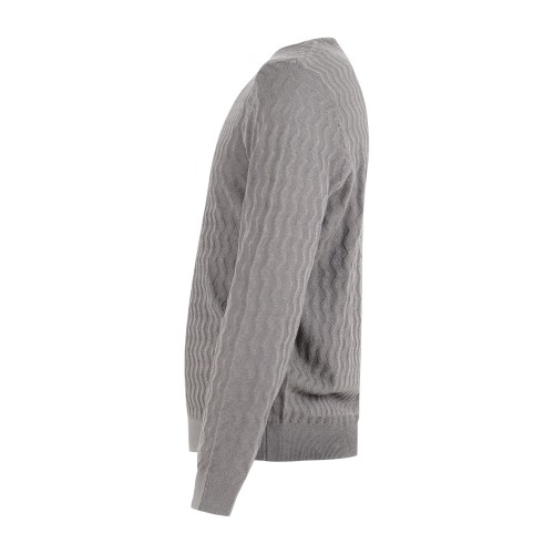 Armani Exchange - Maglione beige girocollo con lavorazione a texture ondulata 2