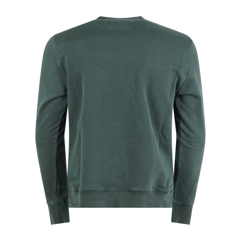 Roy Roger's - Felpa verde girocollo con taschino in jeans sul petto per uomo |