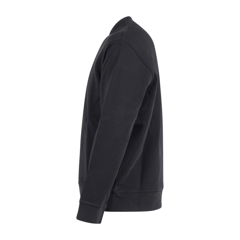 Armani Exchange - Felpa nera girocollo con logo ricamato sul fronte per uomo |