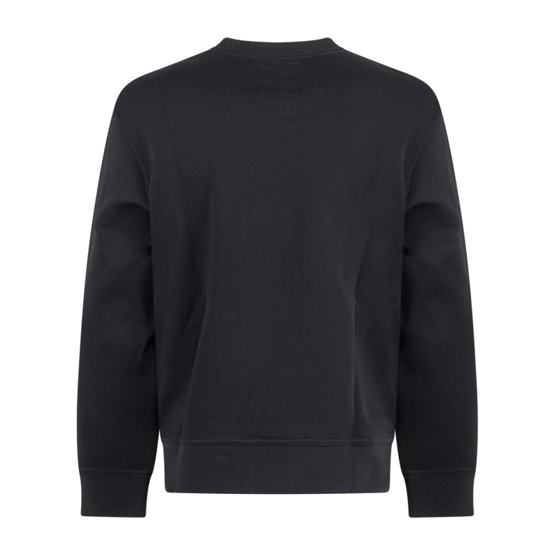 Armani Exchange - Felpa nera girocollo con logo ricamato sul fronte per uomo |