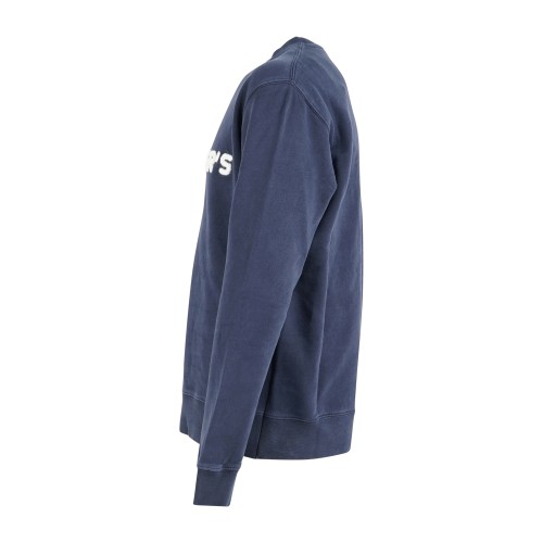 Roy Roger's - Felpa blu girocollo con logo ricamato sul petto per uomo | 2