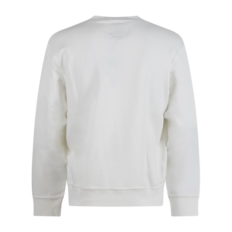 Armani Exchange - Felpa bianca girocollo con logo ricamato sul fronte per uomo