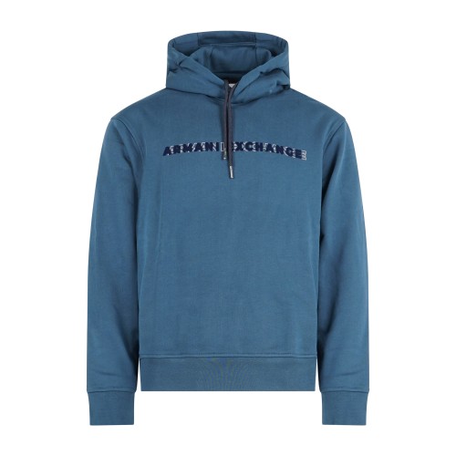 Armani Exchange - Felpa ottanio con cappuccio con patch logo sul fronte per