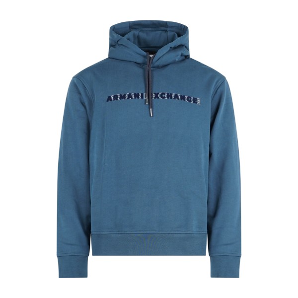 Armani Exchange - Felpa ottanio con cappuccio con patch logo sul fronte per