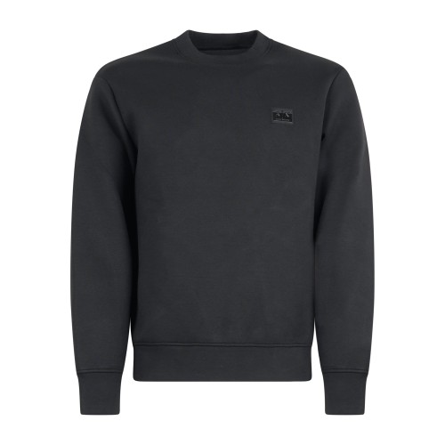 Armani Exchange - Felpa nera girocollo in scuba con patch logo sul petto per