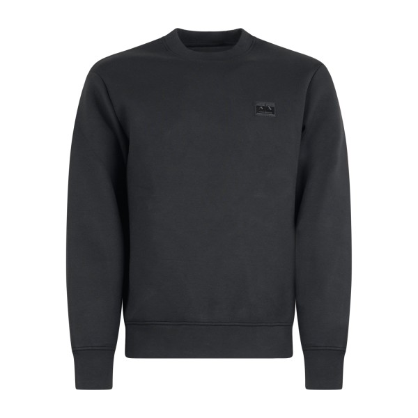 Armani Exchange - Felpa nera girocollo in scuba con patch logo sul petto per