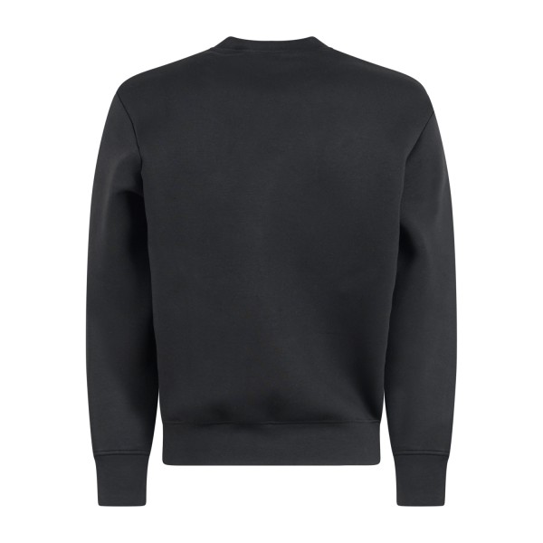 Armani Exchange - Felpa nera girocollo in scuba con patch logo sul petto per