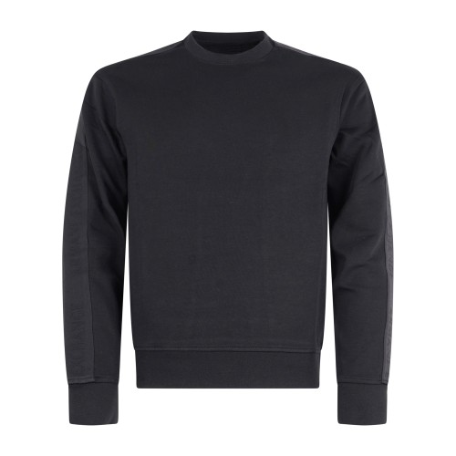 Armani Exchange - Felpa nera girocollo con bande logate A|X tono su tono per