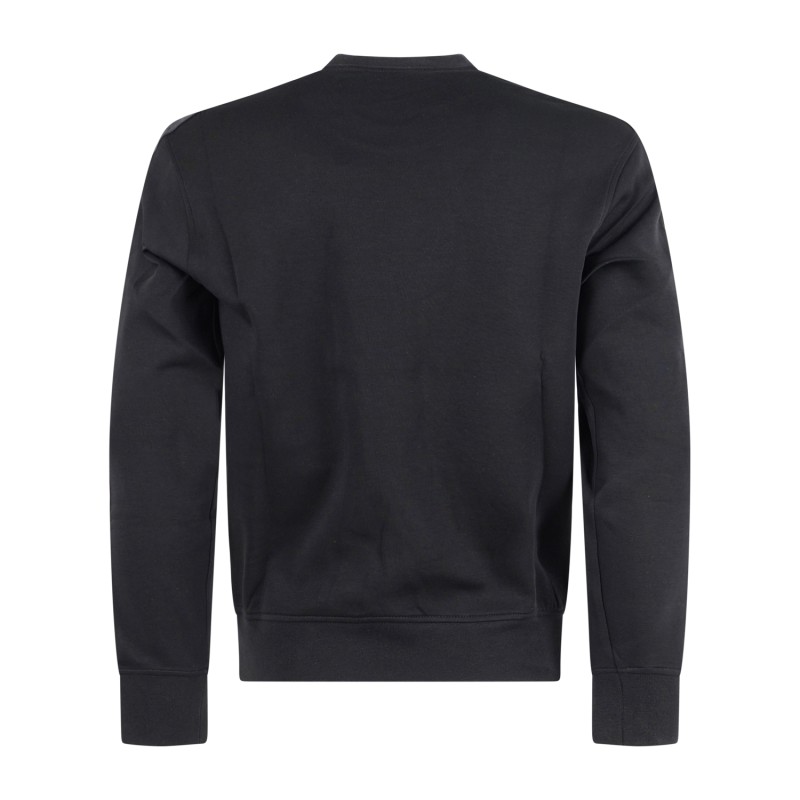 Armani Exchange - Felpa nera girocollo con bande logate A|X tono su tono per