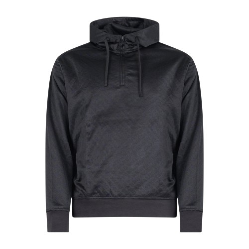 Armani Exchange - Felpa nera con cappuccio in tessuto semilucido per uomo |