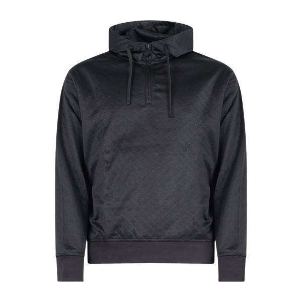 Armani Exchange - Felpa nera con cappuccio in tessuto semilucido per uomo |