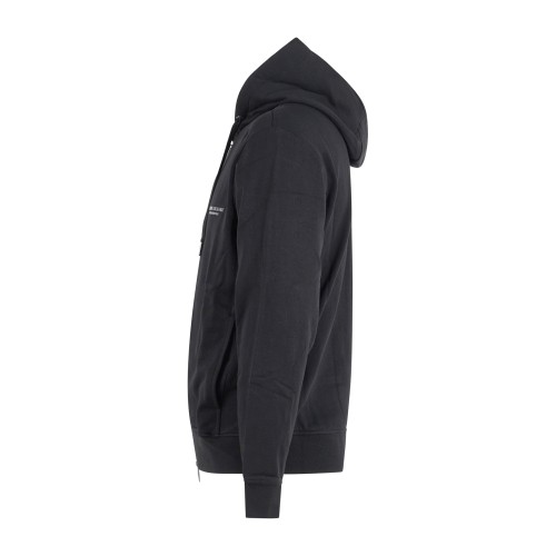 Armani Exchange - Felpa nera con cappuccio con zip doppio cursore per uomo | 2