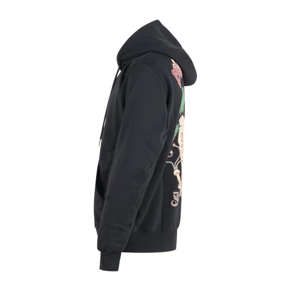 Propaganda - Felpa nera con cappuccio con stampa logo sul fronte e grafica sul