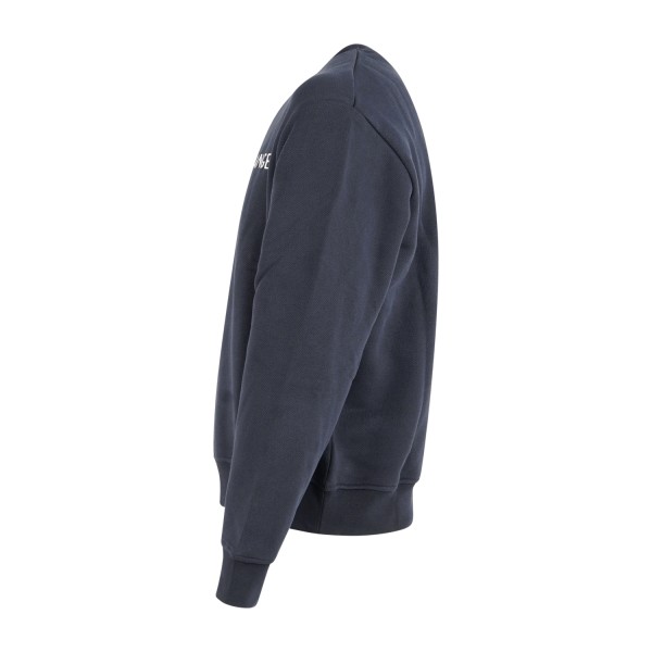 Armani Exchange - Felpa blu girocollo con logo ricamato sul fronte per uomo |