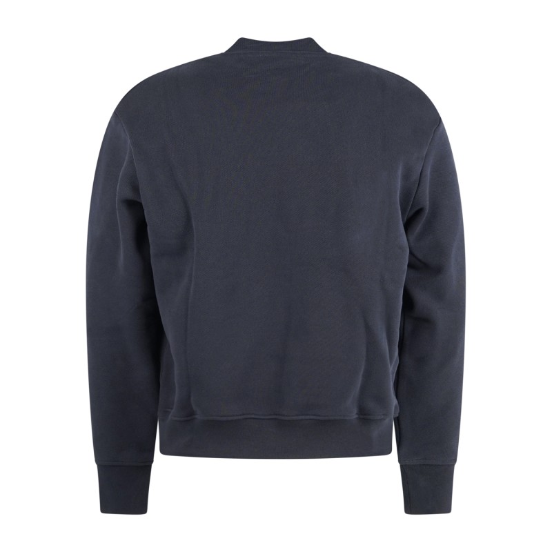 Armani Exchange - Felpa blu girocollo con logo ricamato sul fronte per uomo |