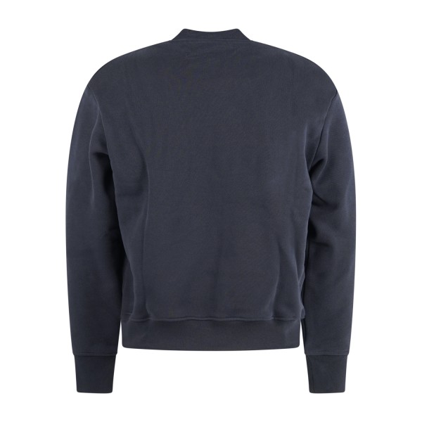 Armani Exchange - Felpa blu girocollo con logo ricamato sul fronte per uomo |