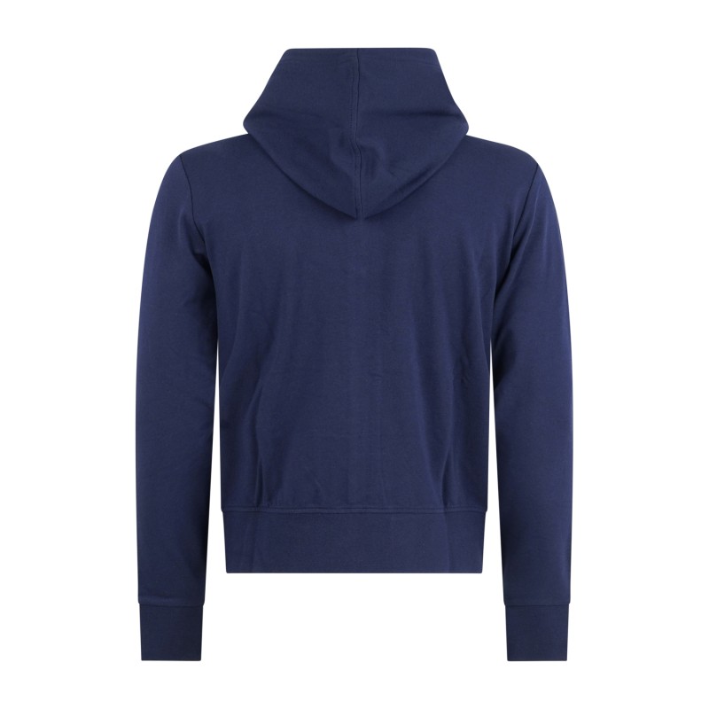 Polo Ralph Lauren - Felpa blu con zip e cappuccio con logo ricamato per uomo |