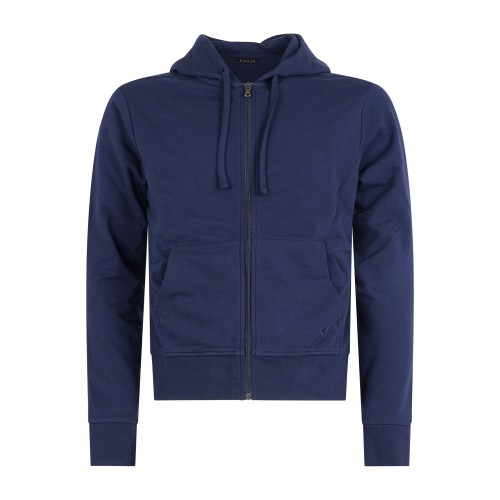 Polo Ralph Lauren - Felpa blu con zip e cappuccio con logo ricamato per uomo |