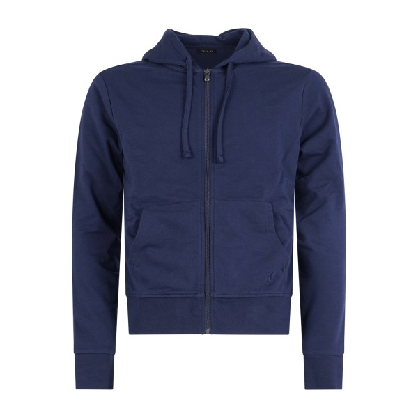 Polo Ralph Lauren - Felpa blu con zip e cappuccio con logo ricamato per uomo |