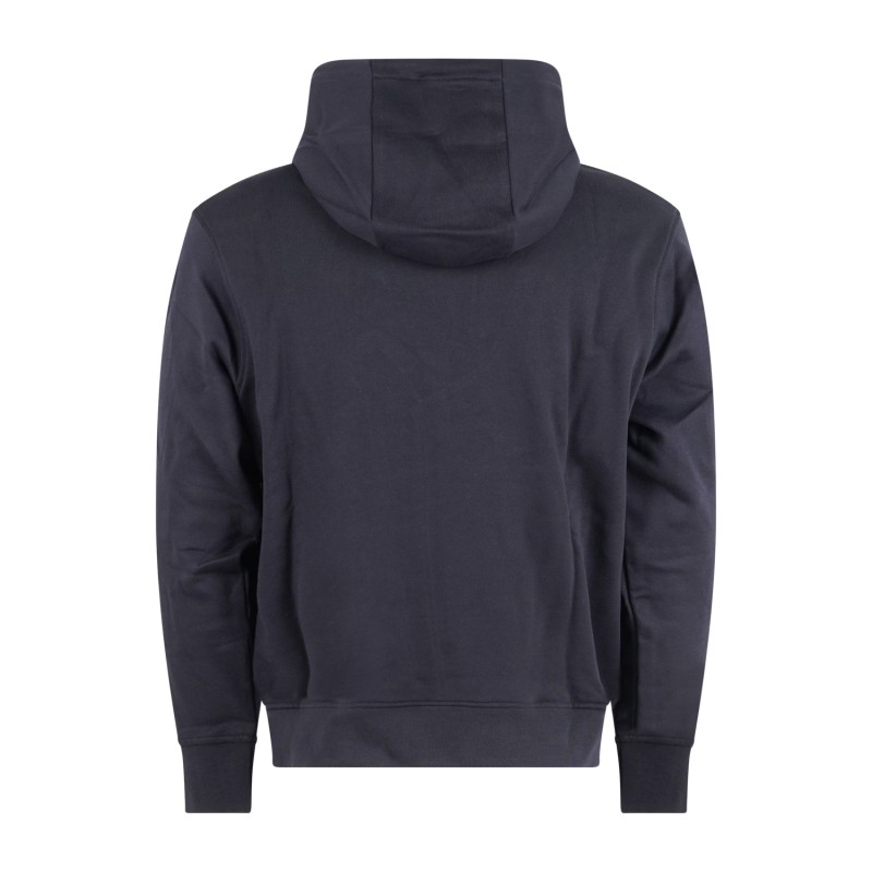 Armani Exchange - Felpa blu con cappuccio con patch logo sul fronte per uomo |