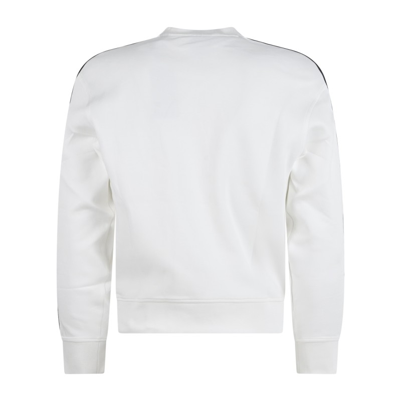 Armani Exchange - Felpa bianco girocollo con bande logate A|X tono su tono per