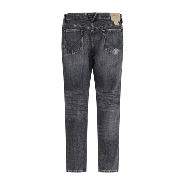 Roy Roger's - Jeans nero Re-Search 5 tasche dapper con abrasioni per uomo |