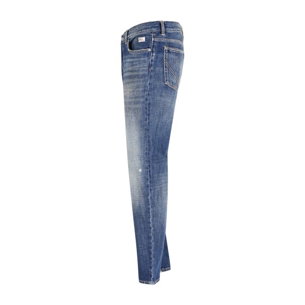 Roy Roger's - Jeans denim medio Re-Search 5 tasche dapper con abrasioni per