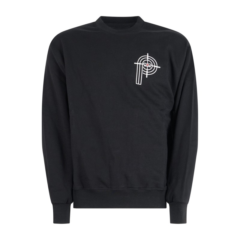 Propaganda - Felpa nero con stampa logo sul fronte e sul retro per uomo |