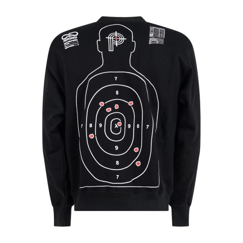 Propaganda - Felpa nero con stampa logo sul fronte e sul retro per uomo |