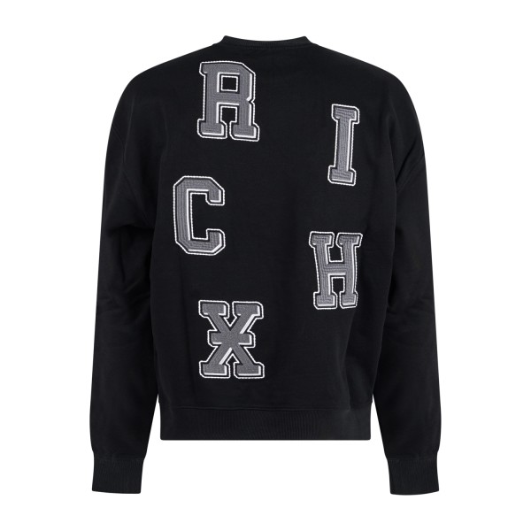 Richmond X - Felpa nera Nemes girogola con ricamo logo sul retro per uomo |