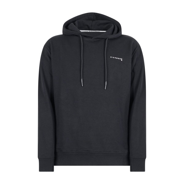 Richmond X - Felpa nera con cappuccio e stampa logo sul petto per uomo |