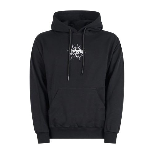 Propaganda - Felpa nera con cappuccio con stampa logo sul fronte e sul retro 2